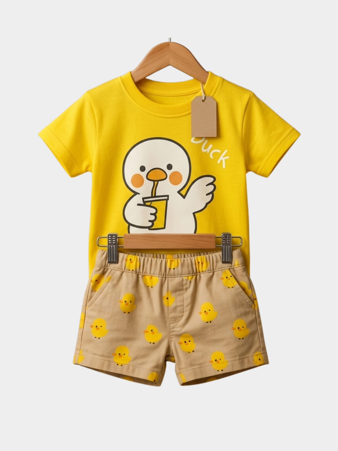 Duck Yellow T-shirt And Shorts Set