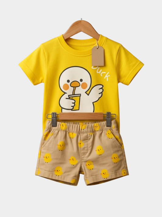 Duck Yellow T-shirt And Shorts Set