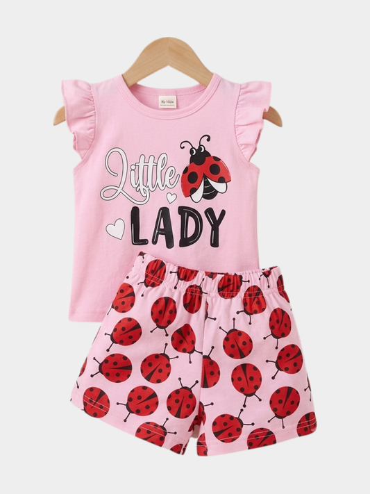 Little Lady Ladybug Pink Top & Shorts Set