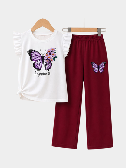 Good Night Hearts Grey T-Shirt & Flare Pants Set