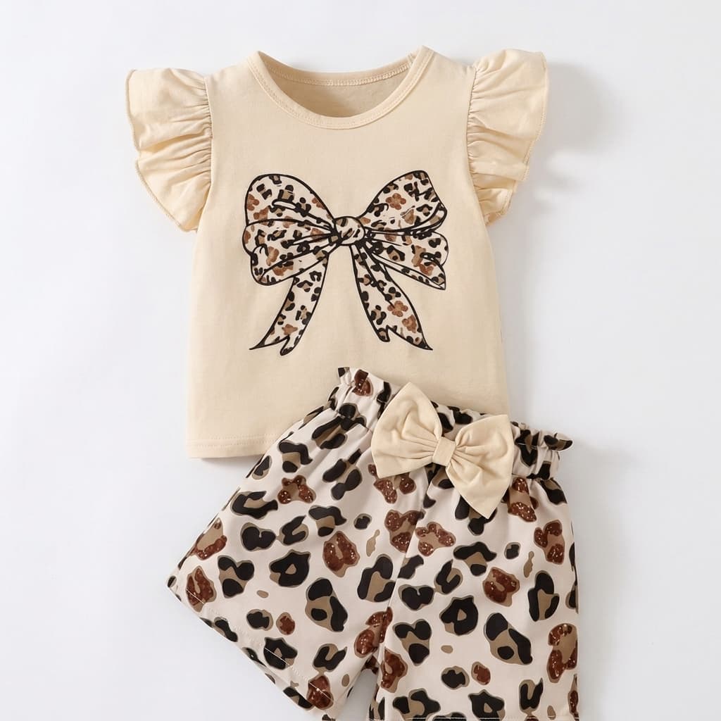Bow Ruffle T-Shirt & Shorts Set