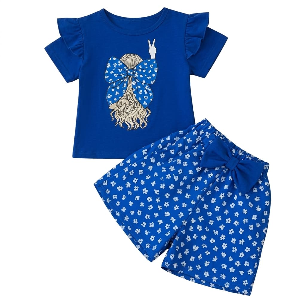 Blue Graphic T-Shirt & Shorts Set