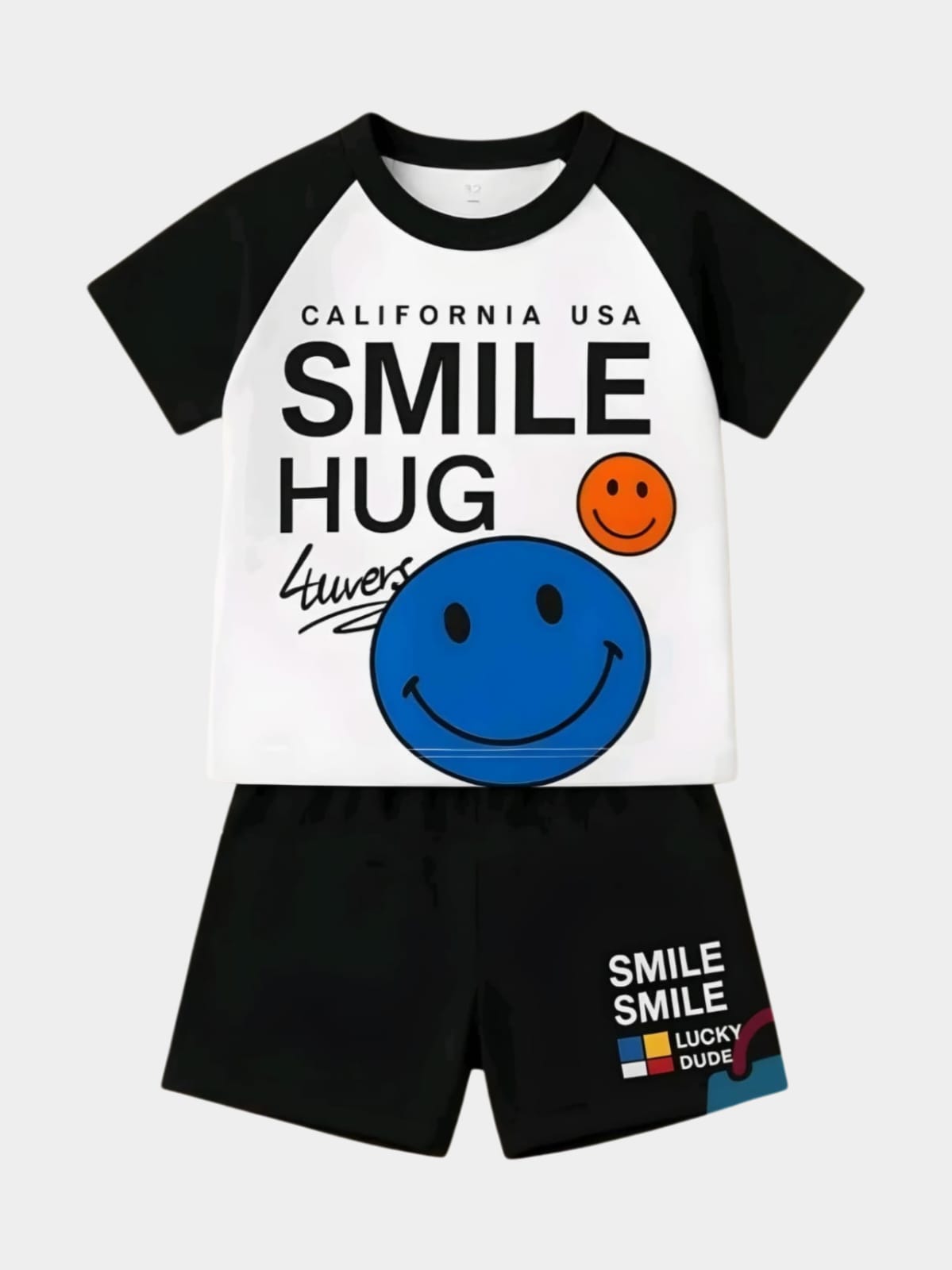 Smile Hug Raglan T-Shirt & Shorts Set