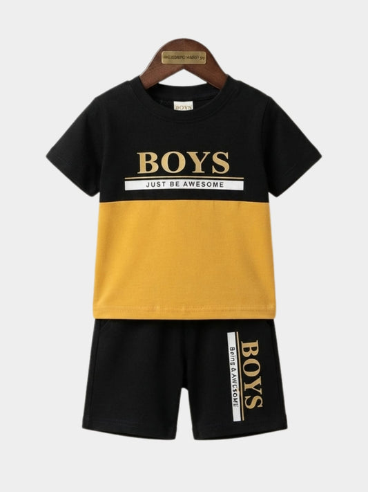 Just Be Awesome Colorblock T-Shirt & Shorts Set