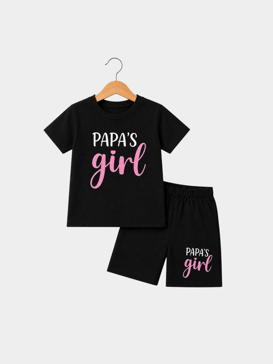 Papa's Girl Black T-Shirt & Shorts Set