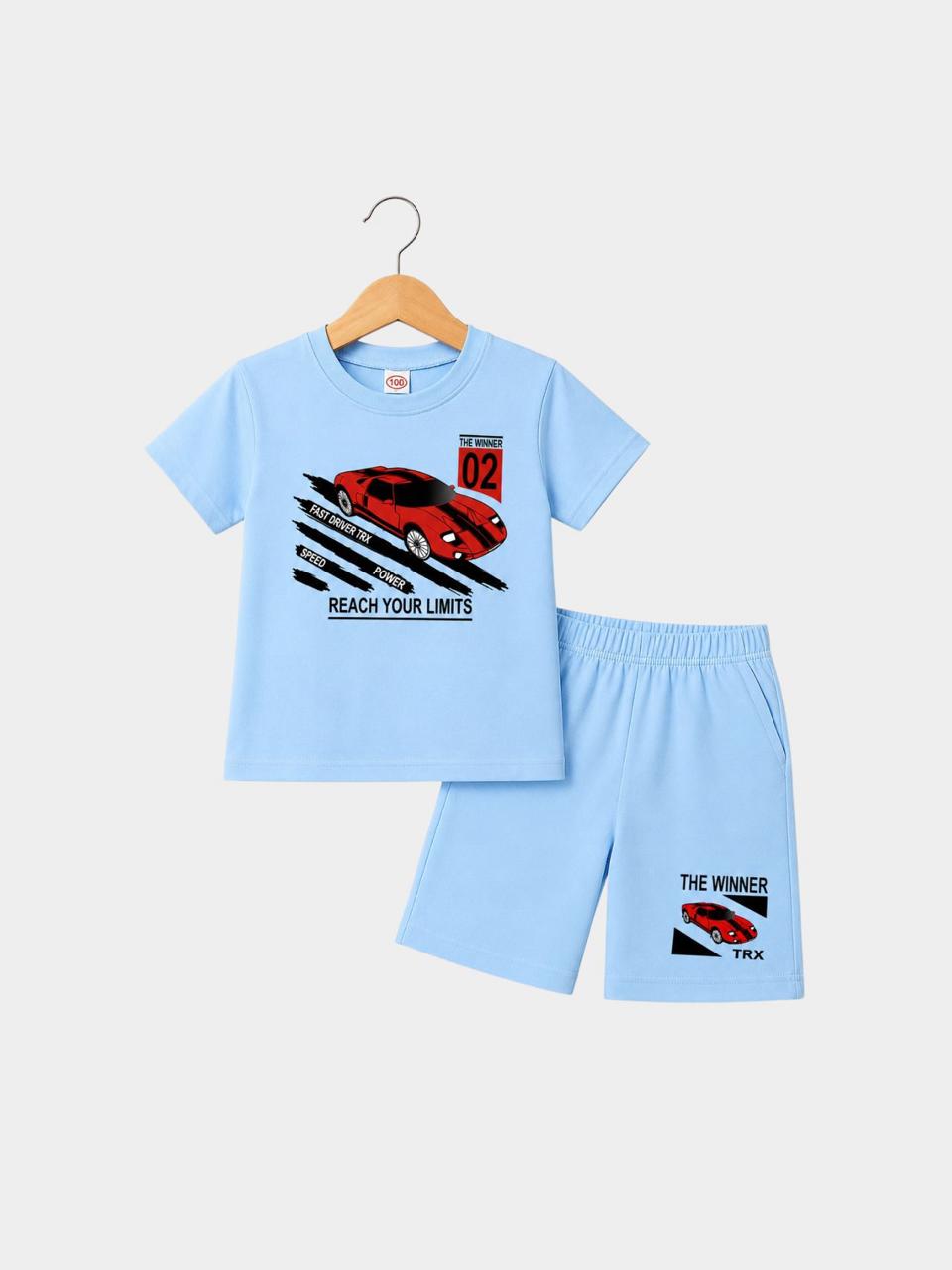 The Winner Racing Car Blue T-Shirt & Shorts Set