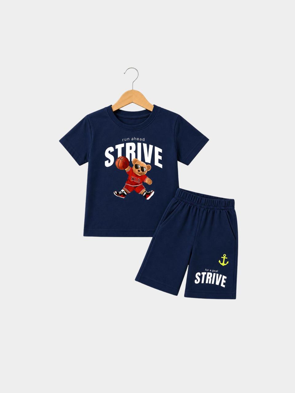 Strive Basketball Bear Navy T-Shirt & Shorts Set