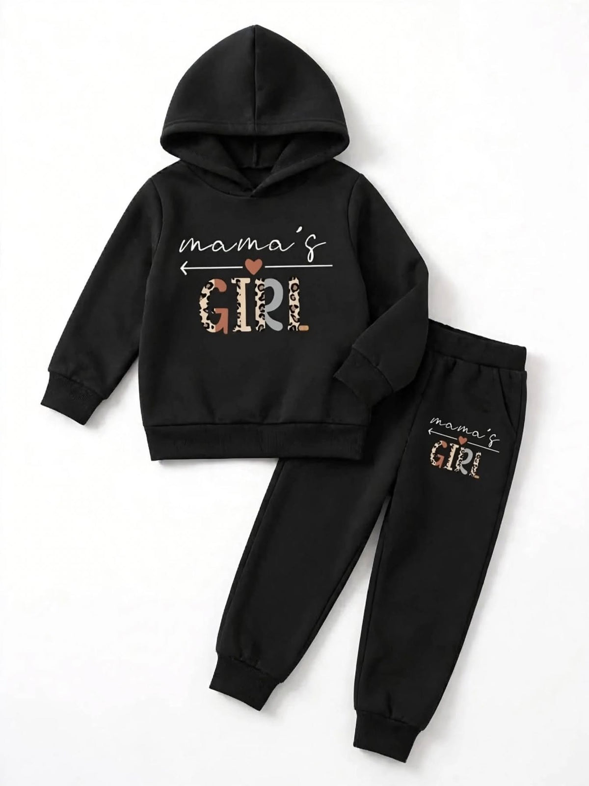 Black Mama's Girl hoodie and jogger set for girls