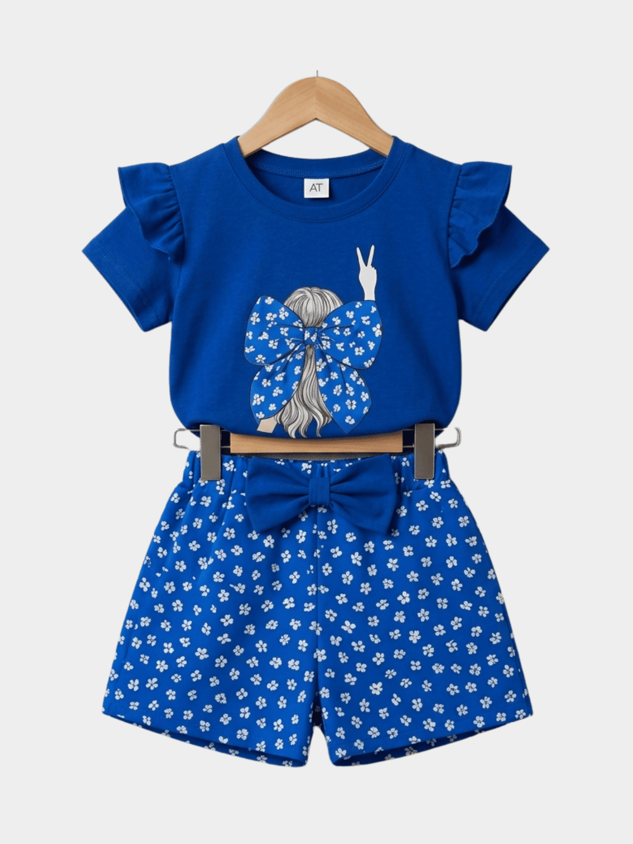 Blue Girls T-shirt And Shorts Set - ChildrenGoods