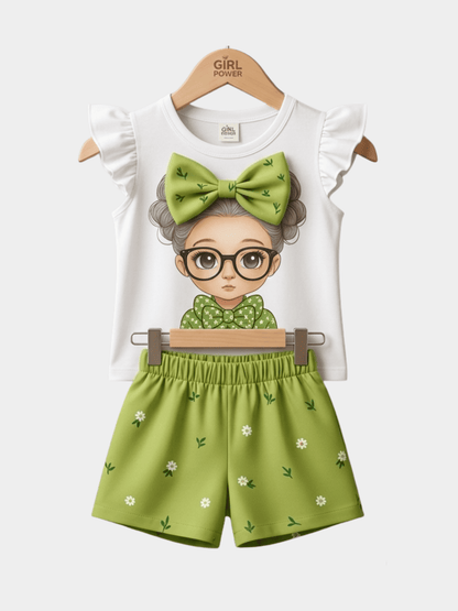 Bow Princess Bow T-shirt And Shorts Set - ChildrenGoods