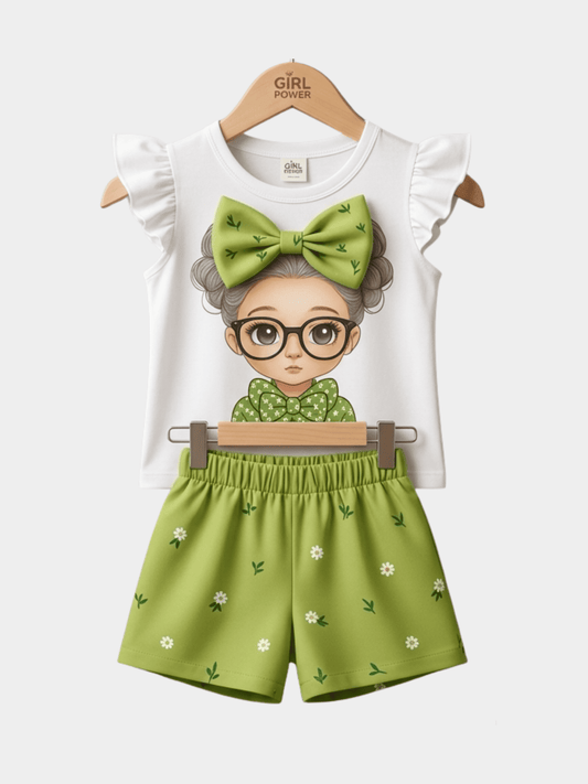 Bow Princess Bow T-shirt And Shorts Set - ChildrenGoods