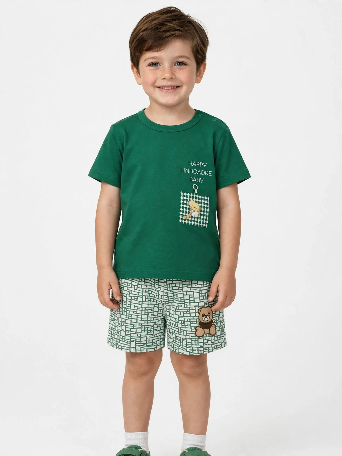 Green Graphic T-Shirt & Shorts Set