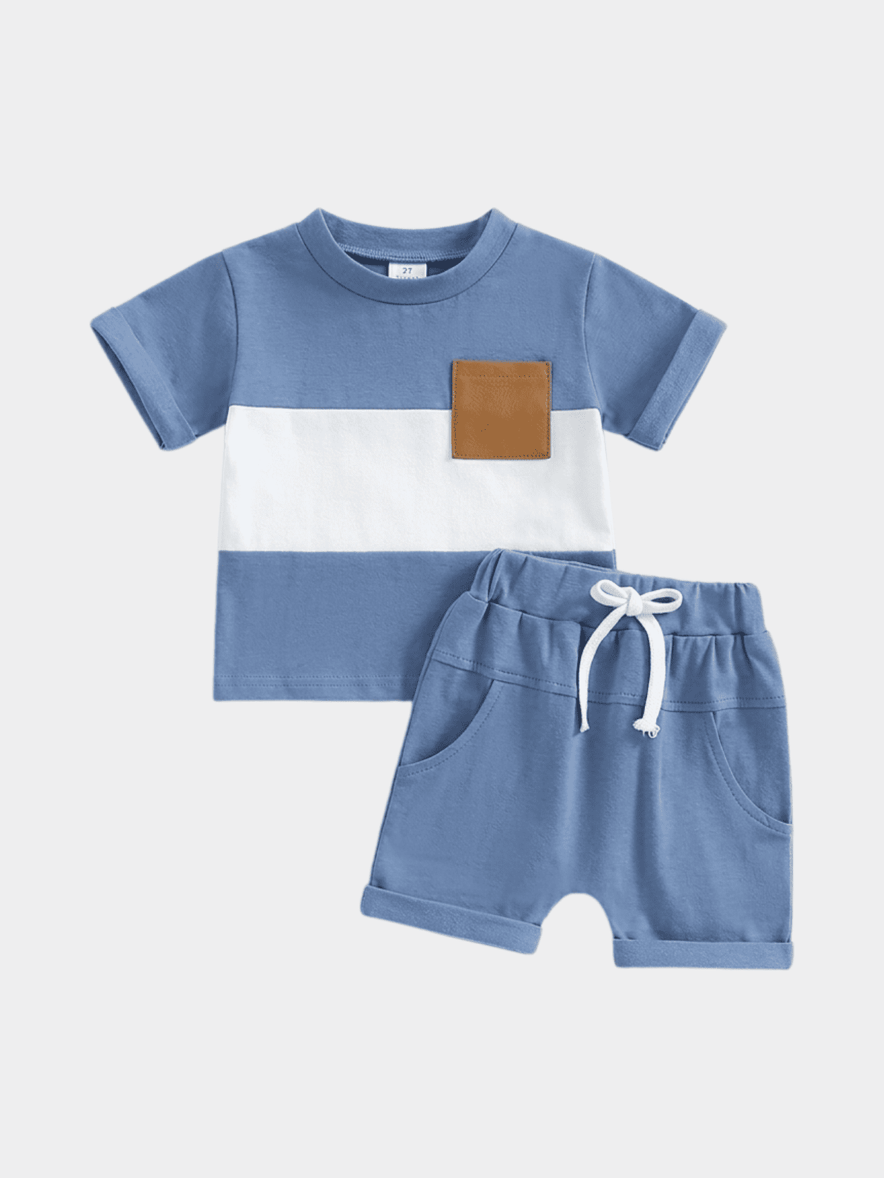Boys Blue Color - Block T-shirt And Shorts Set - ChildrenGoods