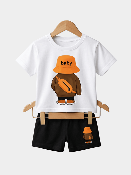 Boys Blue Color - Block T-shirt And Shorts Set - ChildrenGoods