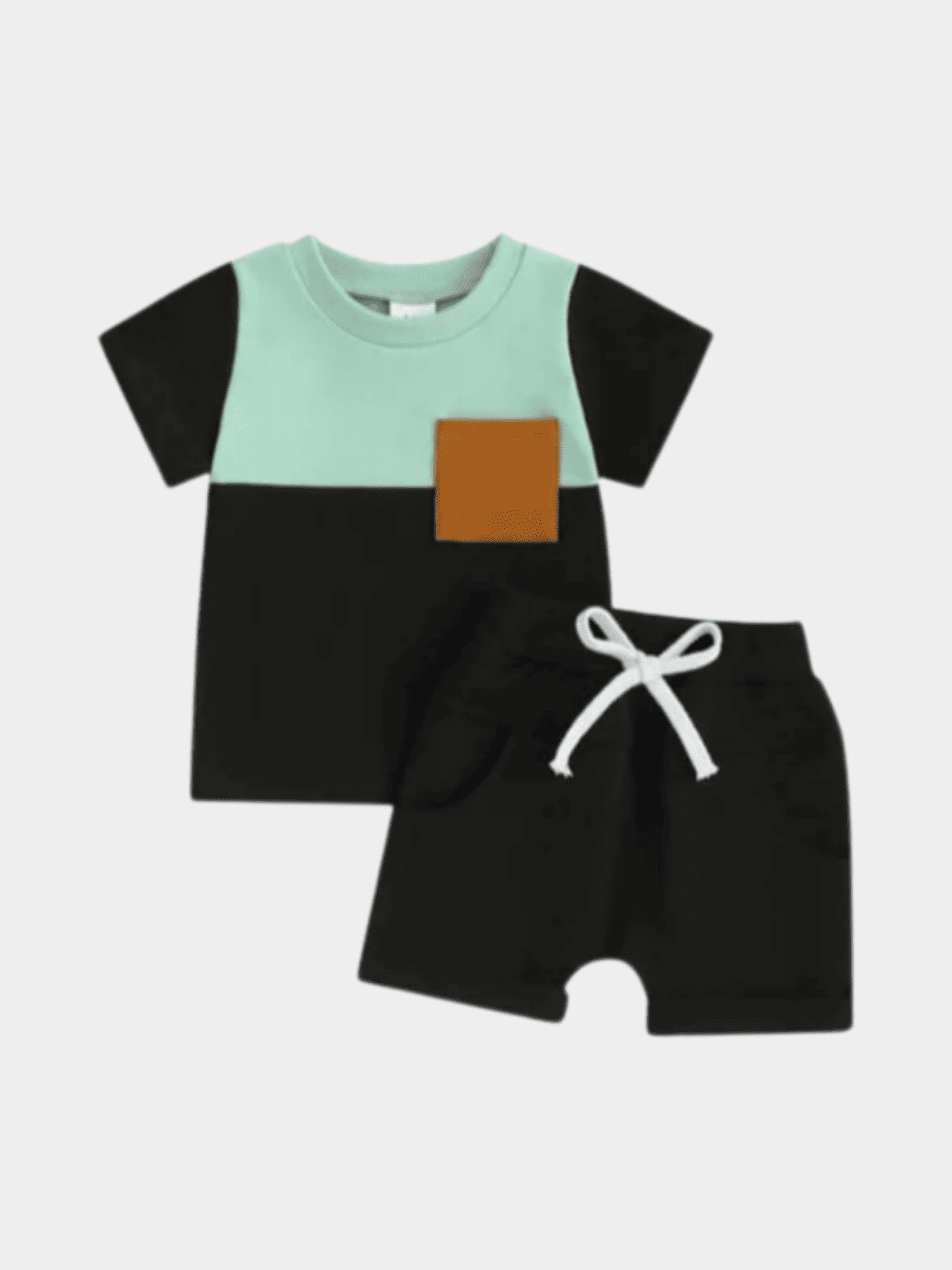 Boys Contrast Black T-shirt And Shorts Set - ChildrenGoods
