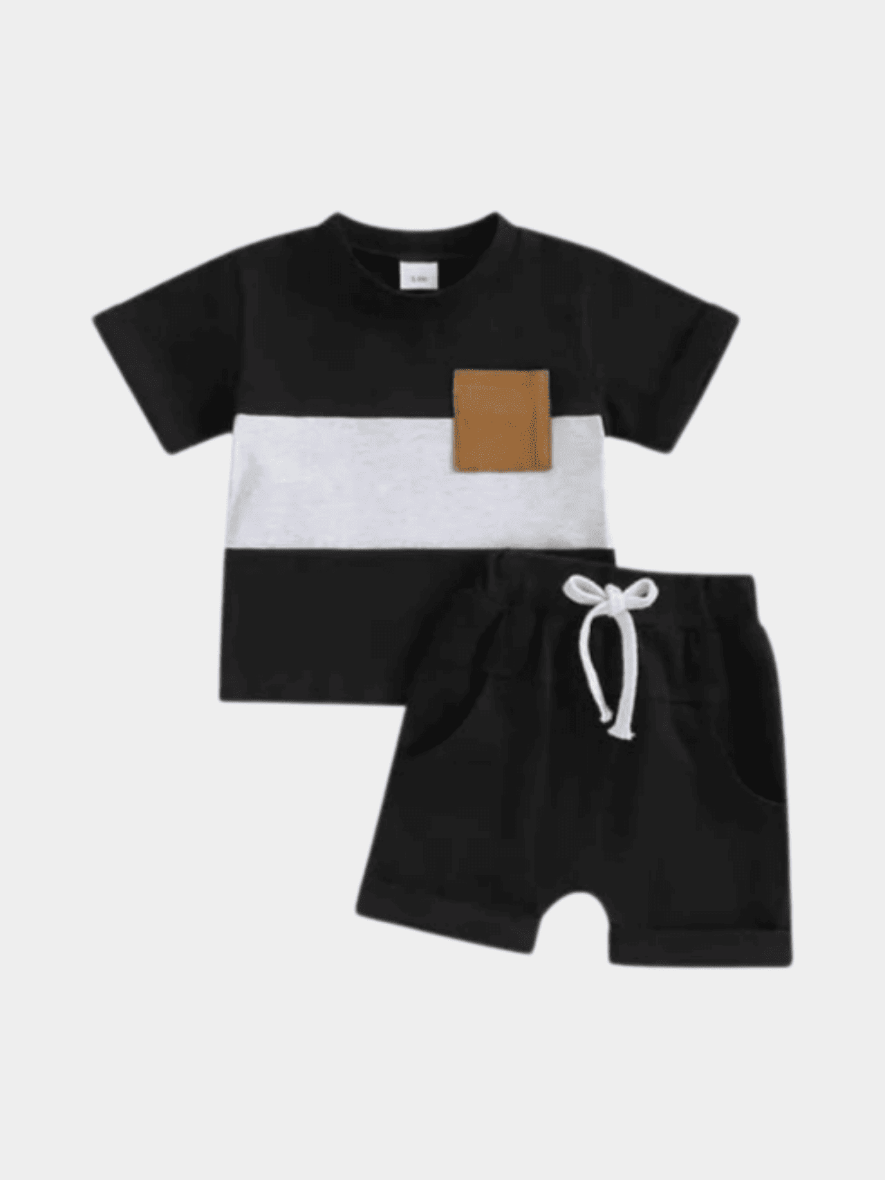 Boys Contrast Solid T-shirt And Shorts Set - ChildrenGoods