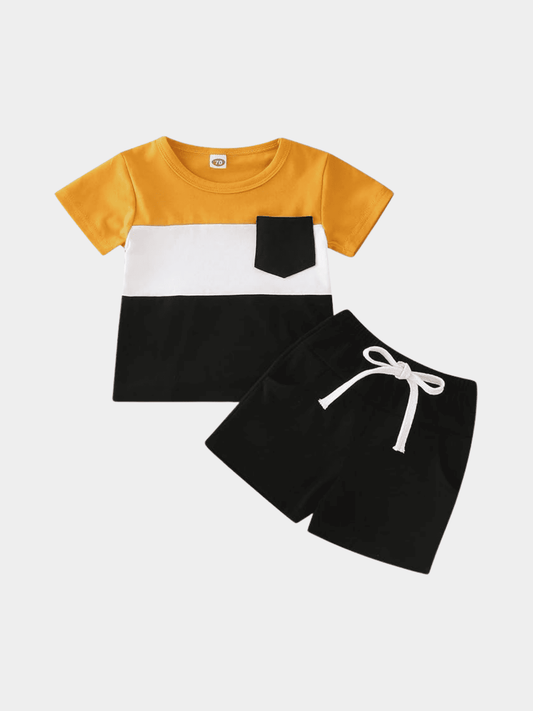 Boys Contrast T-shirt And Shorts Set - ChildrenGoods