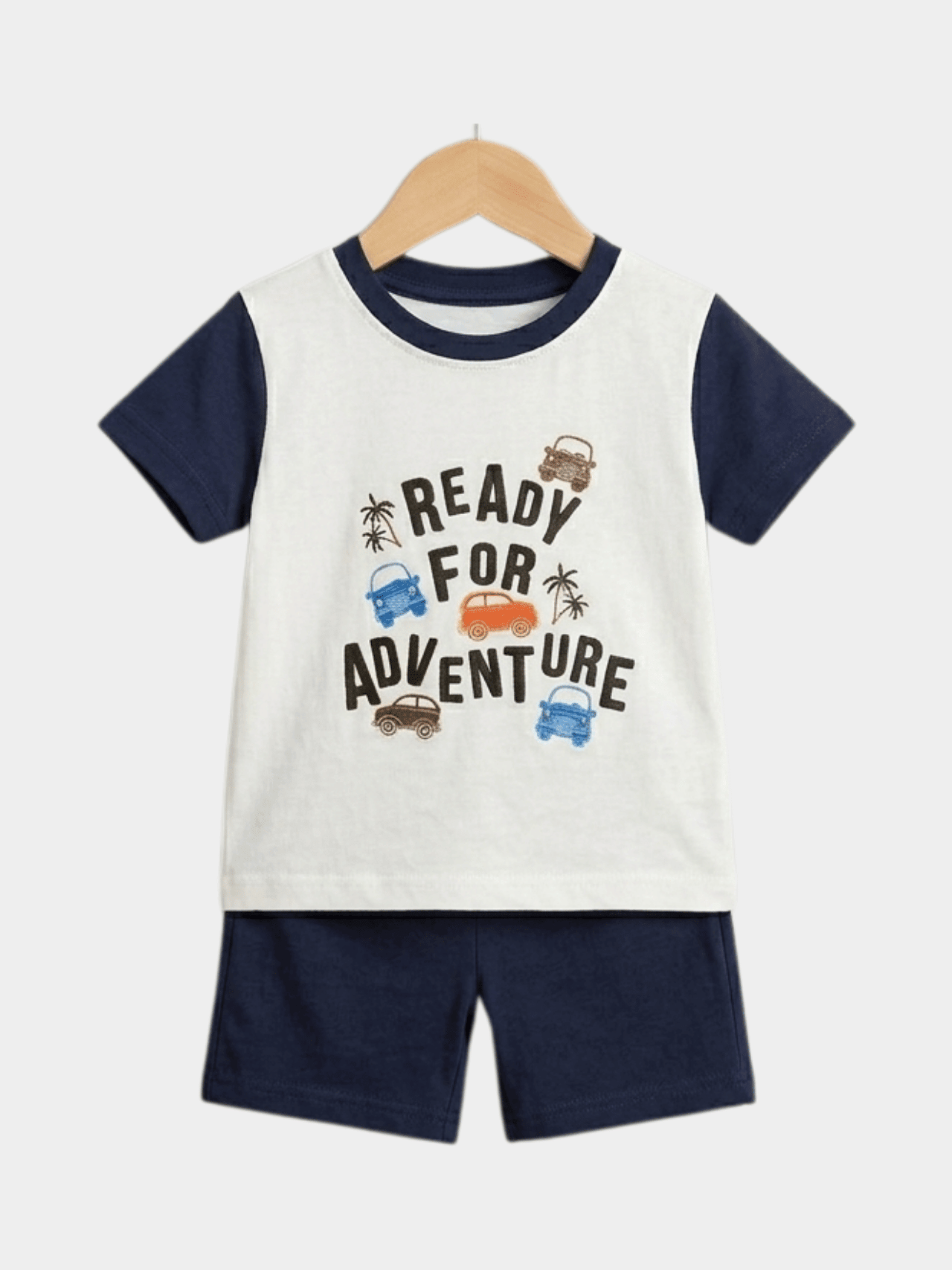 Boys Kids' "Ready For Adventure" Two - Tone T-Shirt & Shorts Set - ChildrenGoods