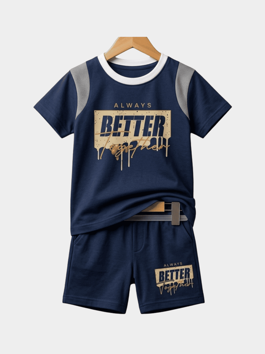 Boys Red n Black T-shirt And Shorts Set - ChildrenGoods
