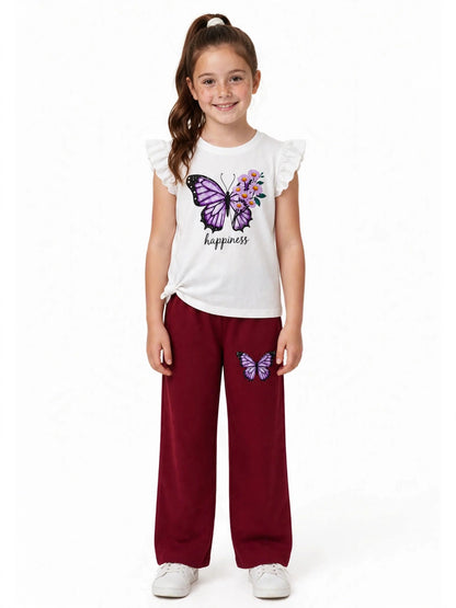 Good Night Hearts Grey T-Shirt & Flare Pants Set