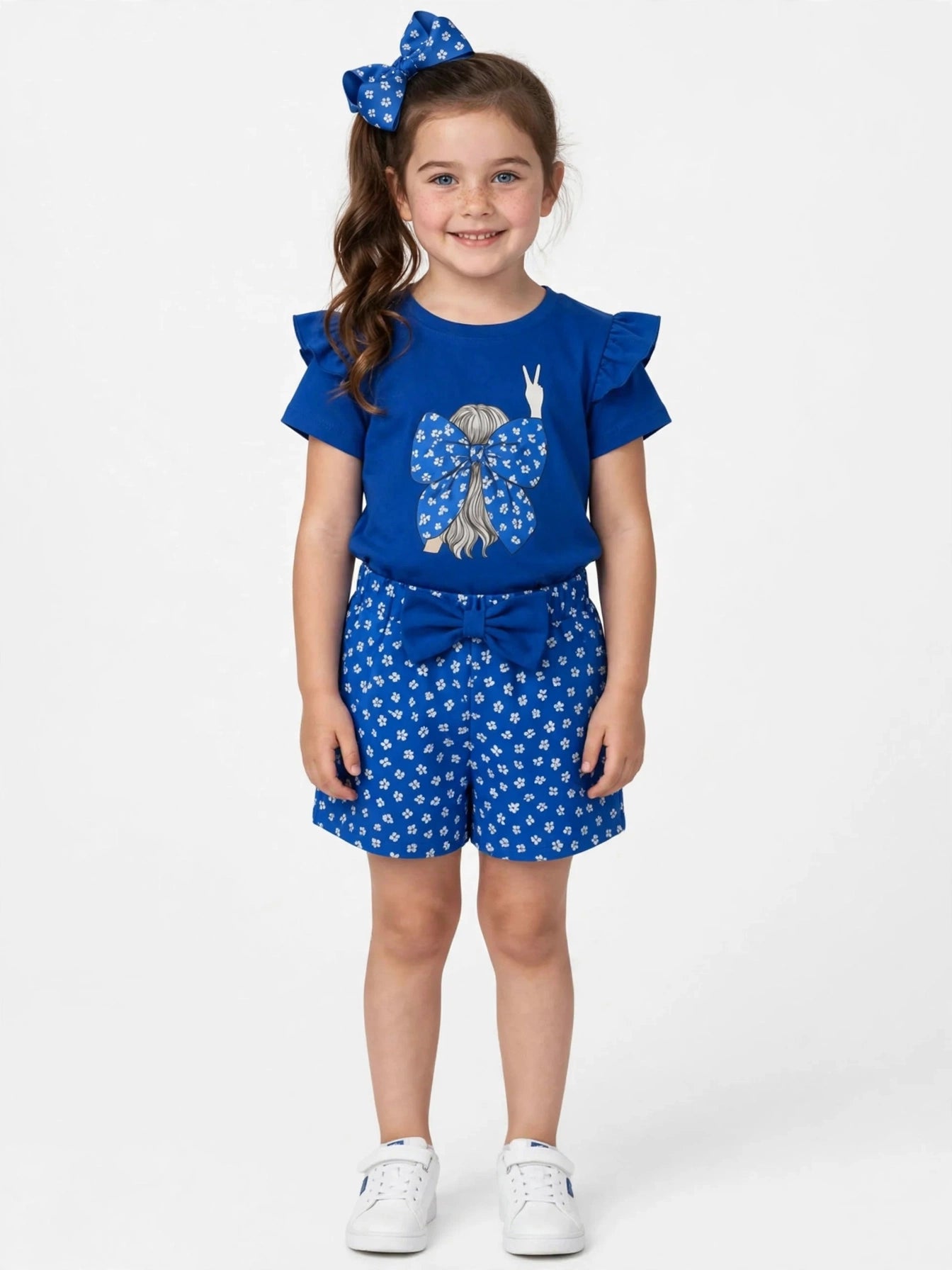 Blue Graphic T-Shirt & Shorts Set