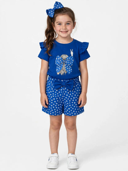 Blue Graphic T-Shirt & Shorts Set