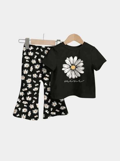 Flower T-shirt And Long Pant Set - ChildrenGoods