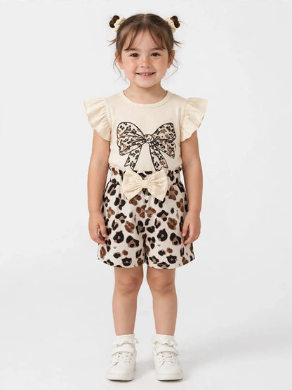 Bow Ruffle T-Shirt & Shorts Set