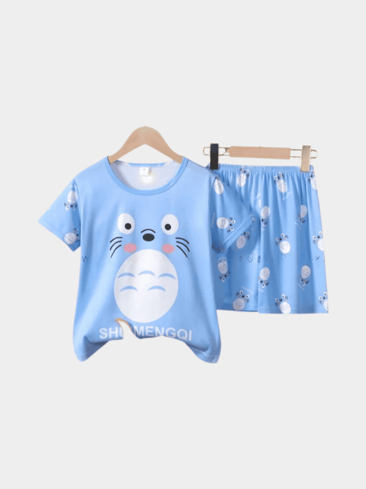 Girls Blue Floral T-shirt And Shorts Set - ChildrenGoods