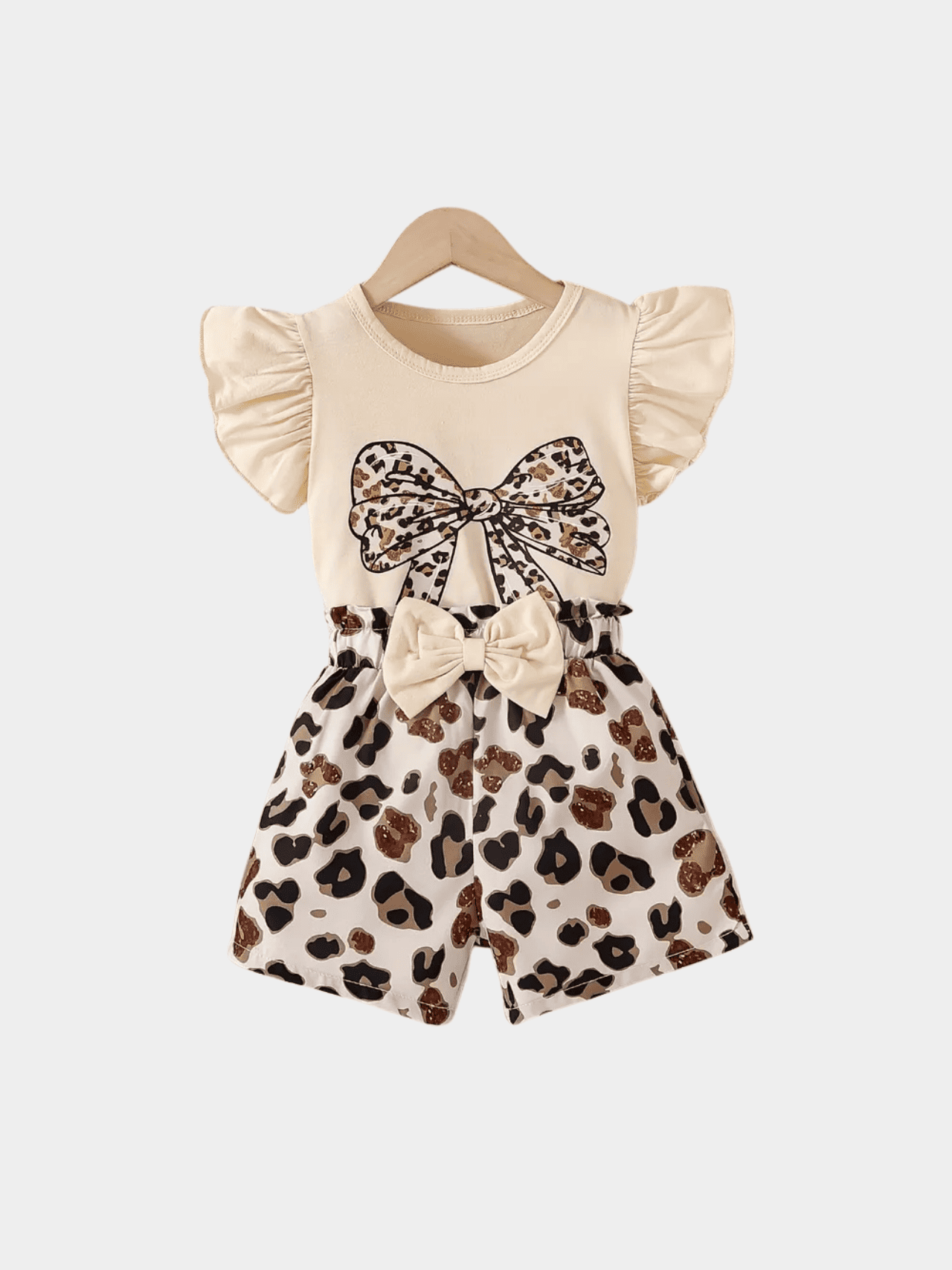 Girls Bow Ruffle T-shirt And Shorts Set - ChildrenGoods