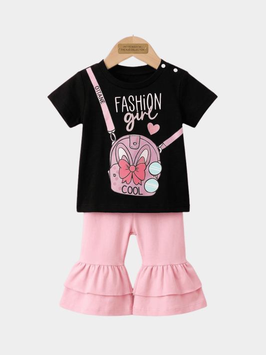 Girls Bow T-shirt And Long Pant Set - ChildrenGoods