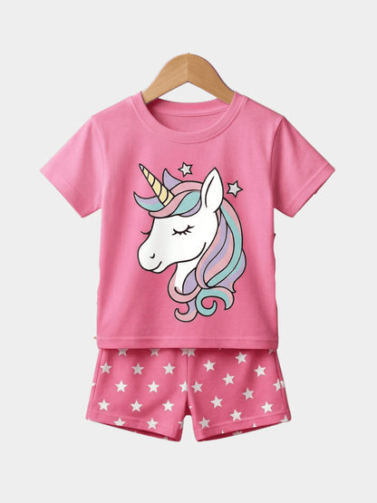 Girls Cat Love T-shirt And Shorts Set - ChildrenGoods