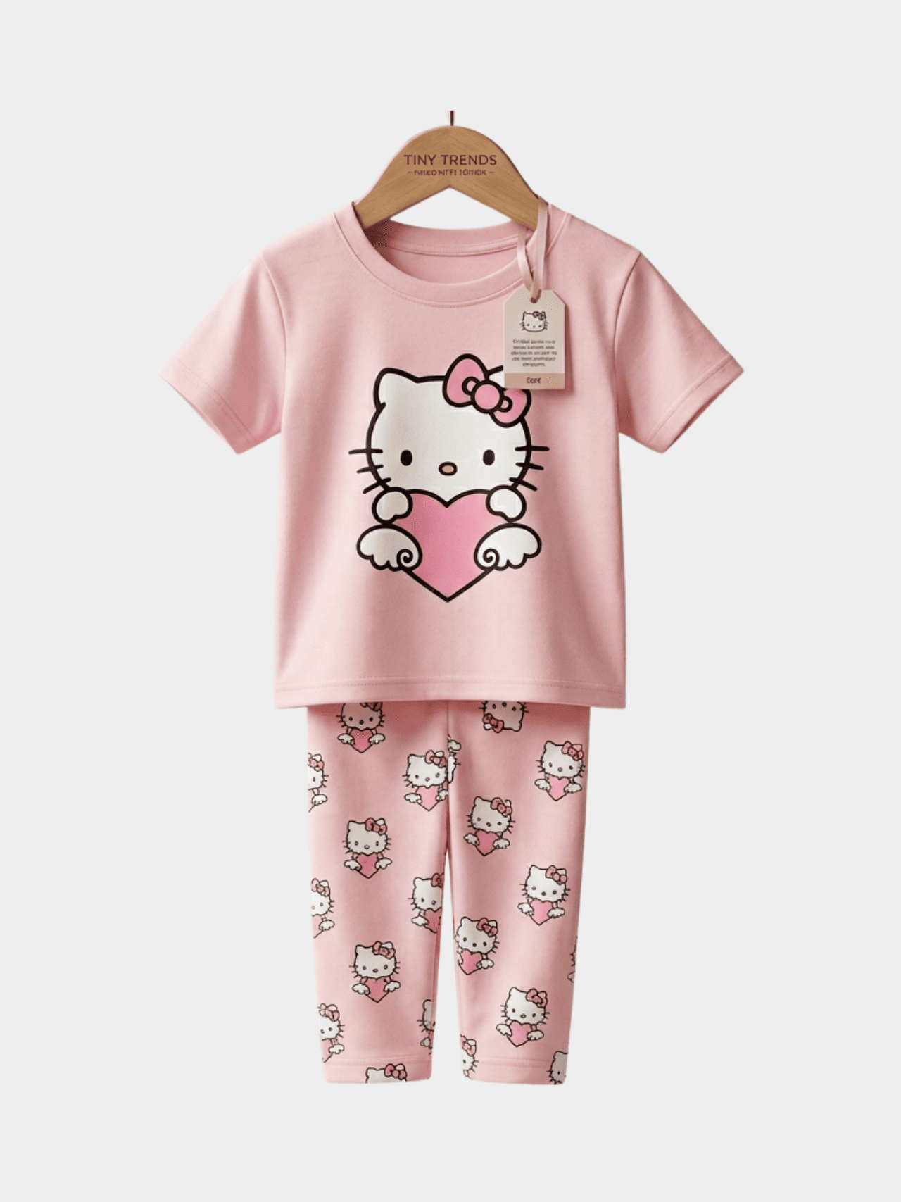 Girls Cat T-shirt And Long Pant Set (6 - 12yrs) - ChildrenGoods