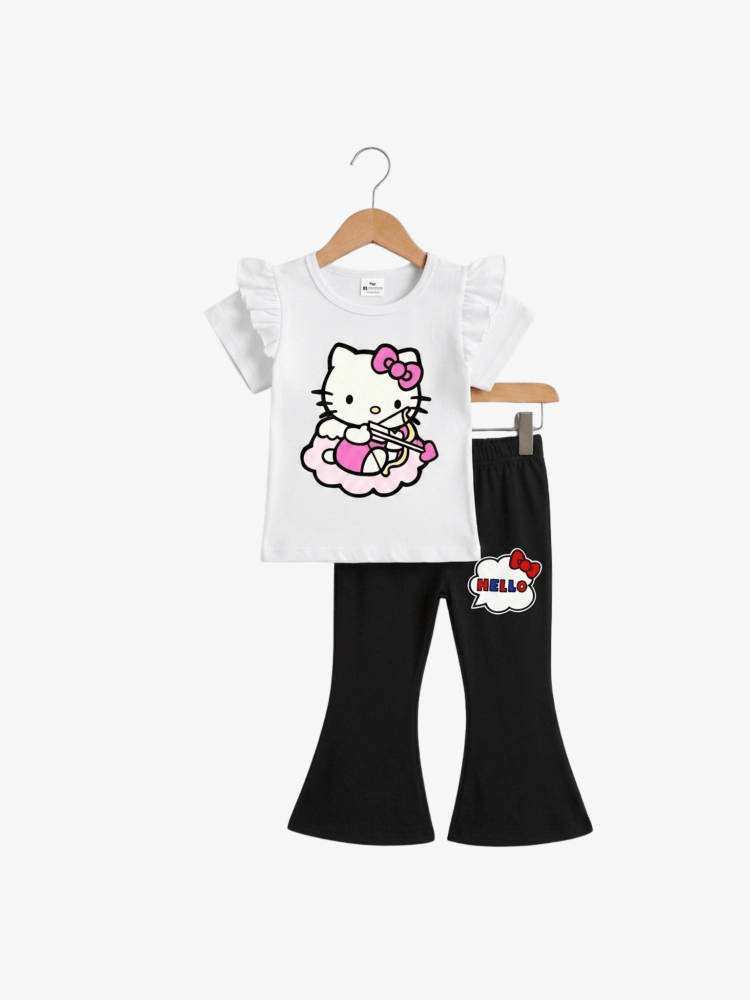 Girls Hello Kitty Cupid Flutter Sleeve Bell - Bottom Set - ChildrenGoods