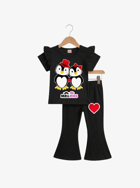 Girls Hello Kitty Cupid Flutter Sleeve Bell - Bottom Set - ChildrenGoods