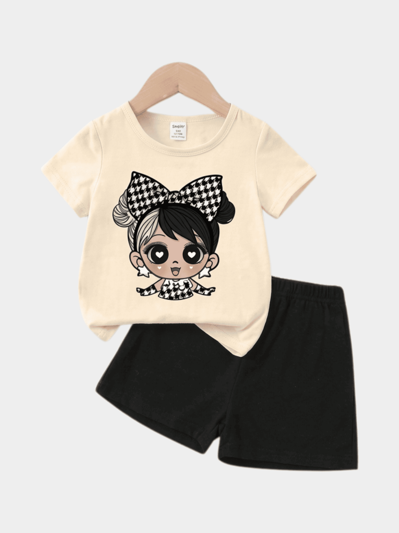 Girls Love Cat Style T-shirt And Shorts Set - ChildrenGoods