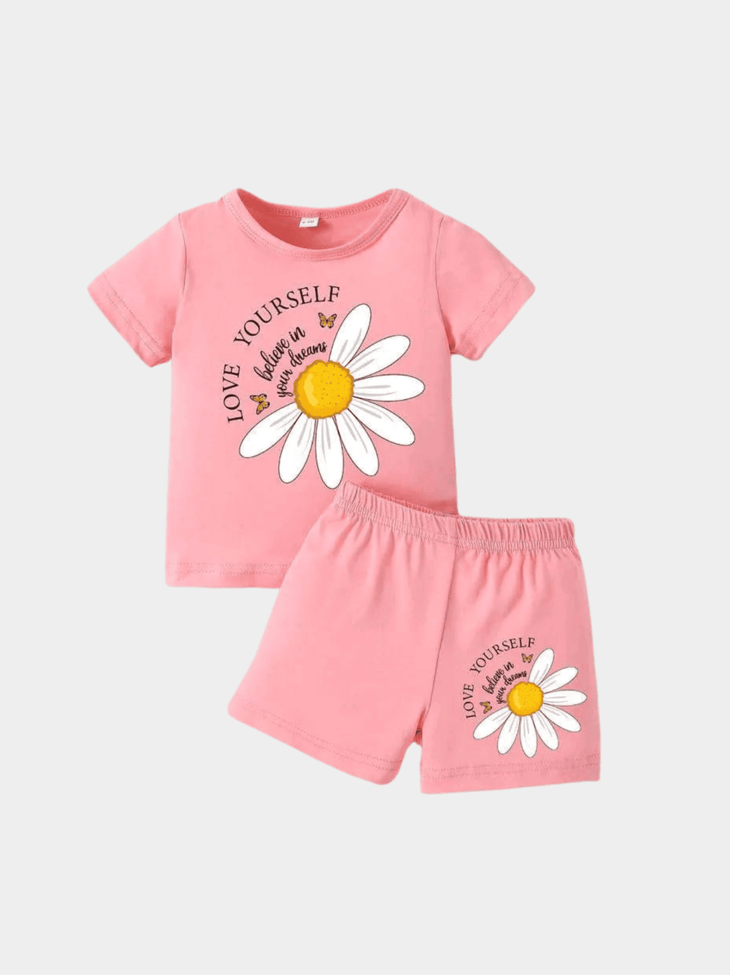Girls Love Cat Style T-shirt And Shorts Set - ChildrenGoods