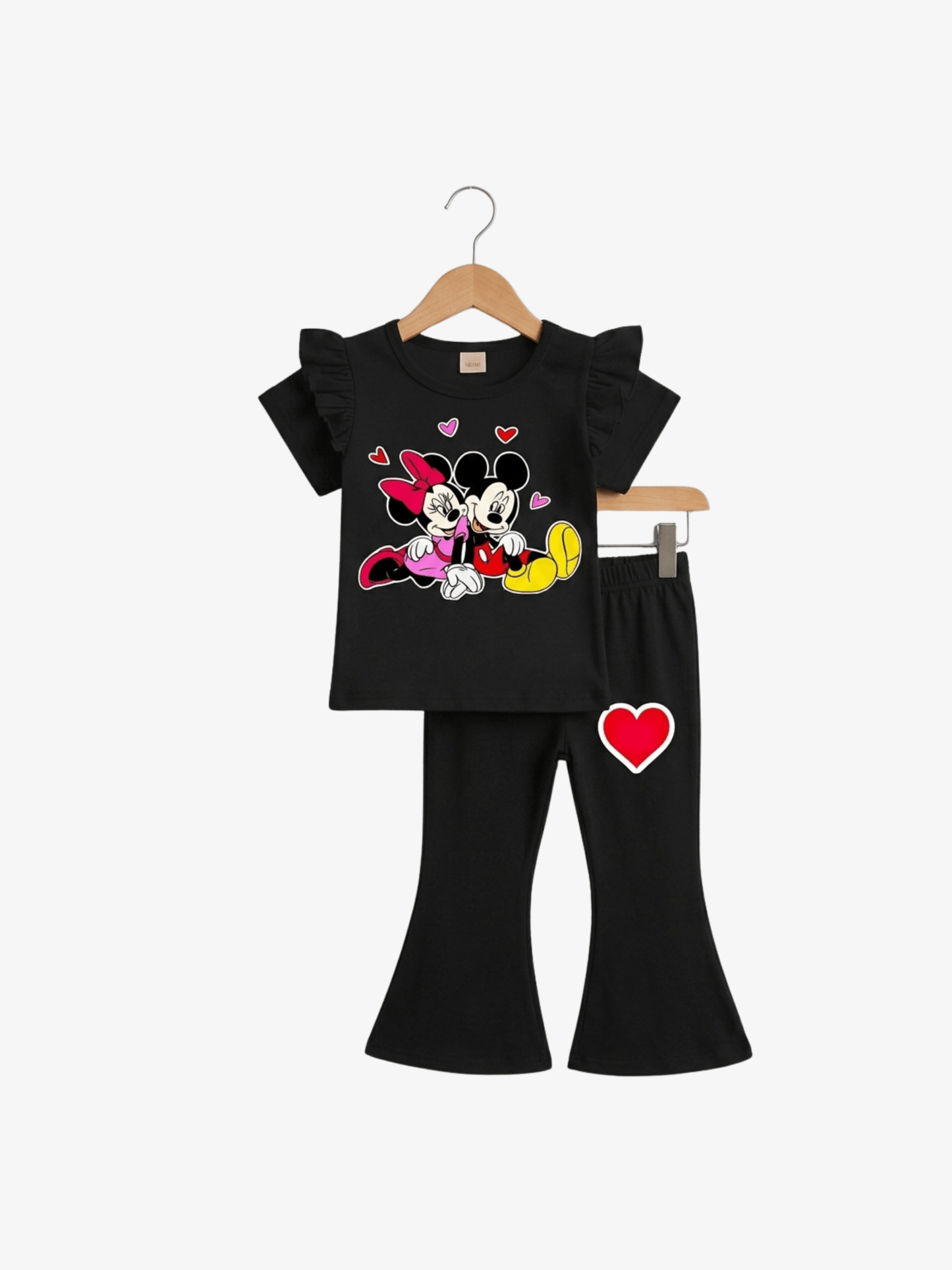 Girls Pink "I Love You Mom & Dad" Flutter Sleeve Bell - Bottom Set - ChildrenGoods
