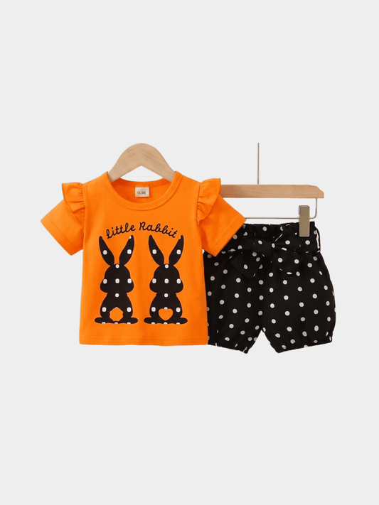 Girls Rabbit T-shirt And Shorts Set - ChildrenGoods