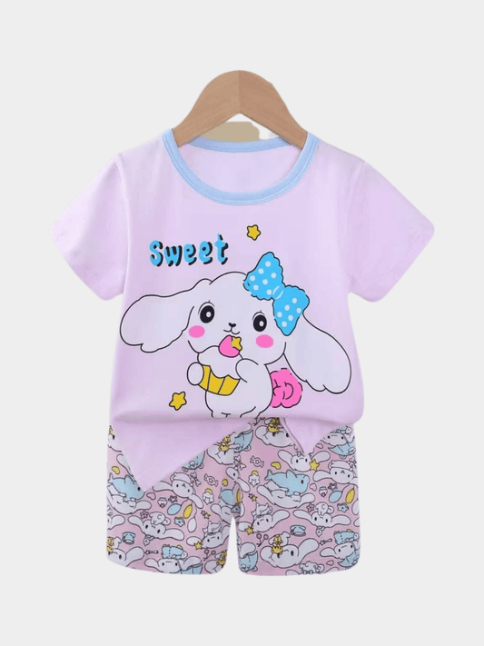 Girls Sweet Yellow T-shirt & Shorts Set - ChildrenGoods