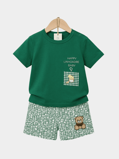 Green Boys T-shirt And Shorts Set - ChildrenGoods