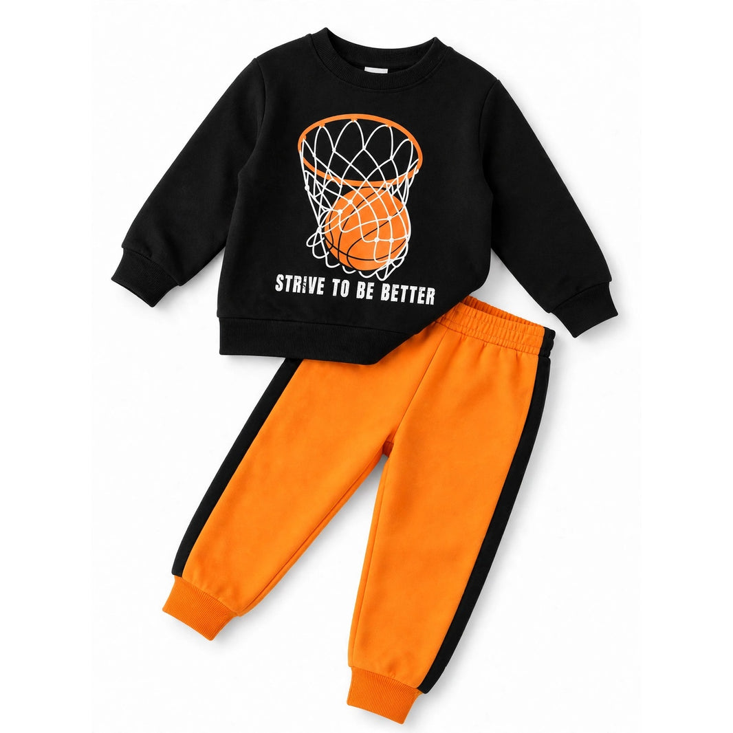 Basketball Strive To Be Better Sweatshirt & Jogger Set – Black/Orange