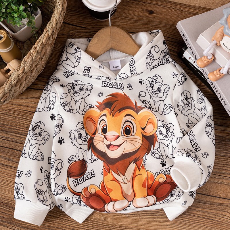 Lion Cub Print Hoodie – White