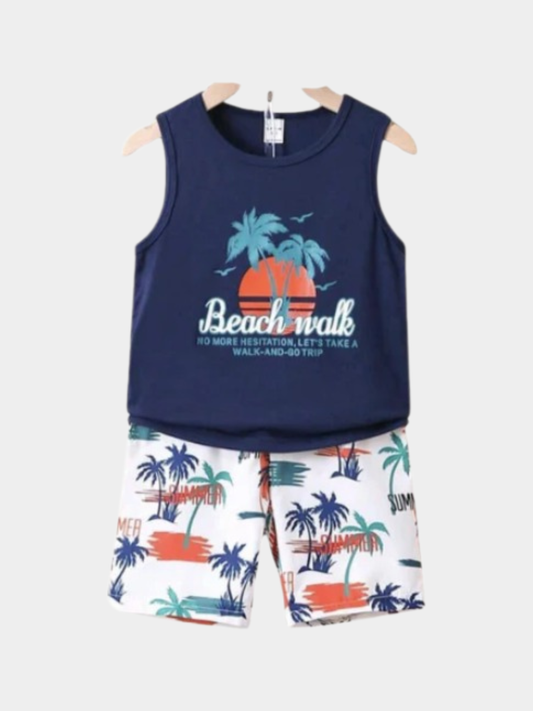"Beach Walk" T-shirt And Shorts Set