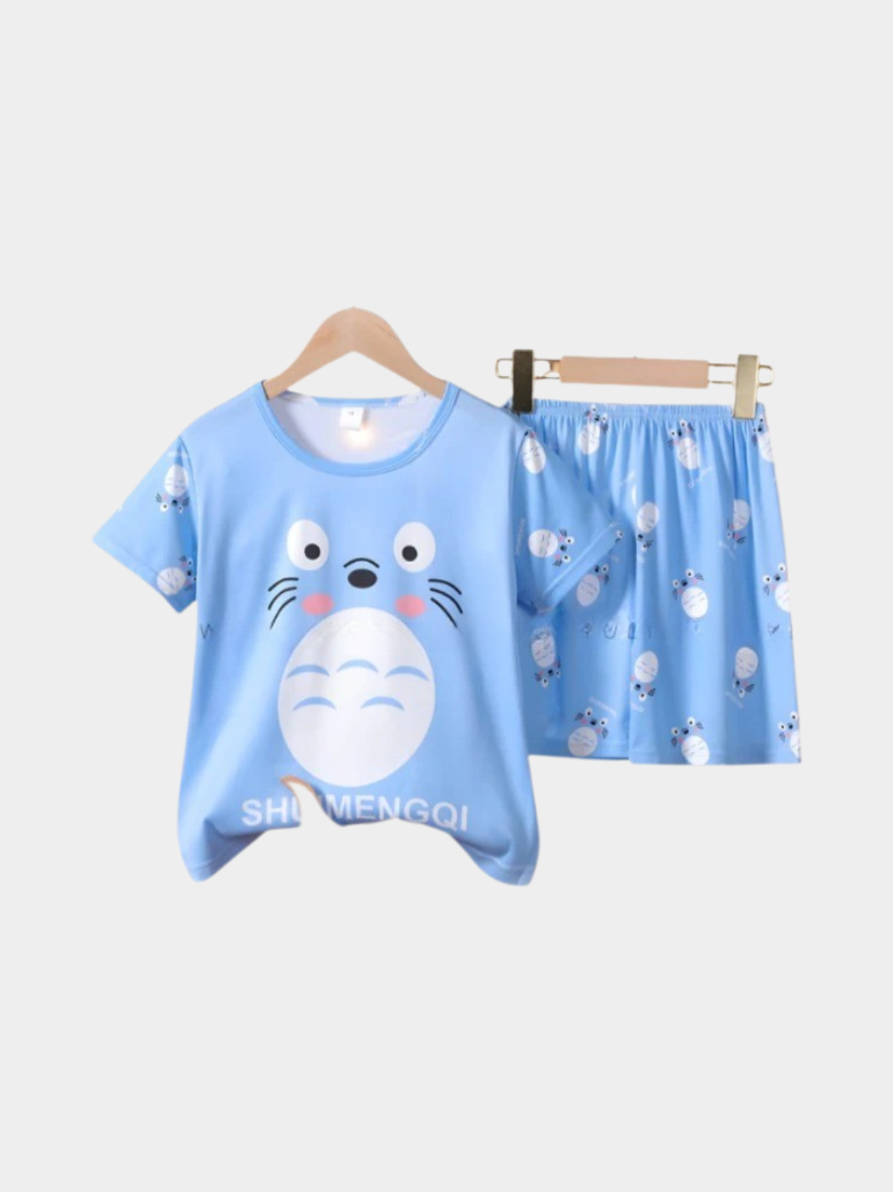 Light Blue Totoro T-shirt And Shorts Set