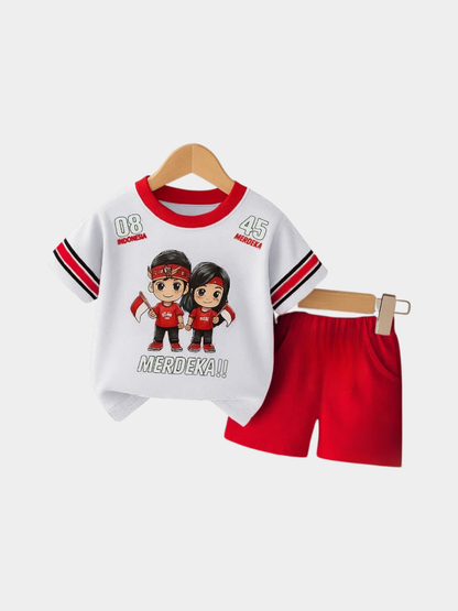 Indonesia Independence Day "Merdeka" T-shirt And Shorts Set