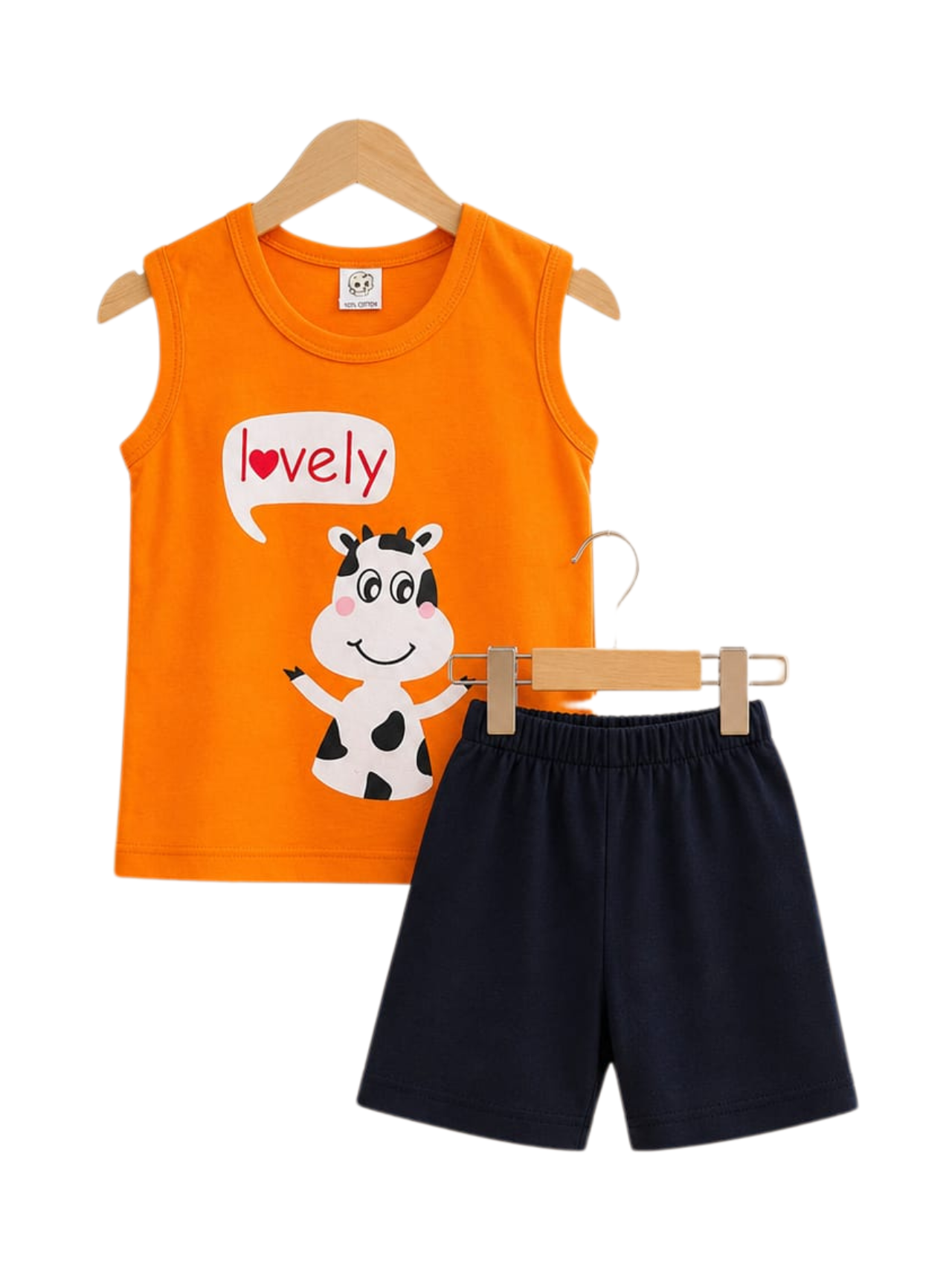 Kids' "Lovely" Cow Print Tank and Shorts Set