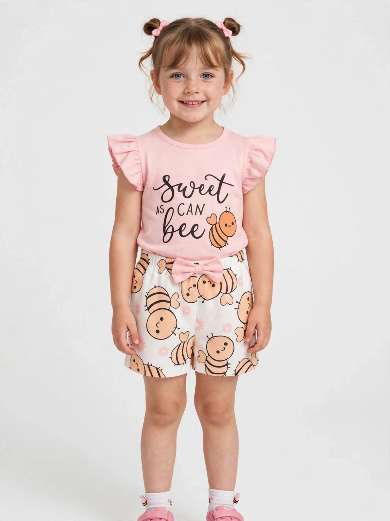 Purple Flowers T-Shirt & Shorts Set