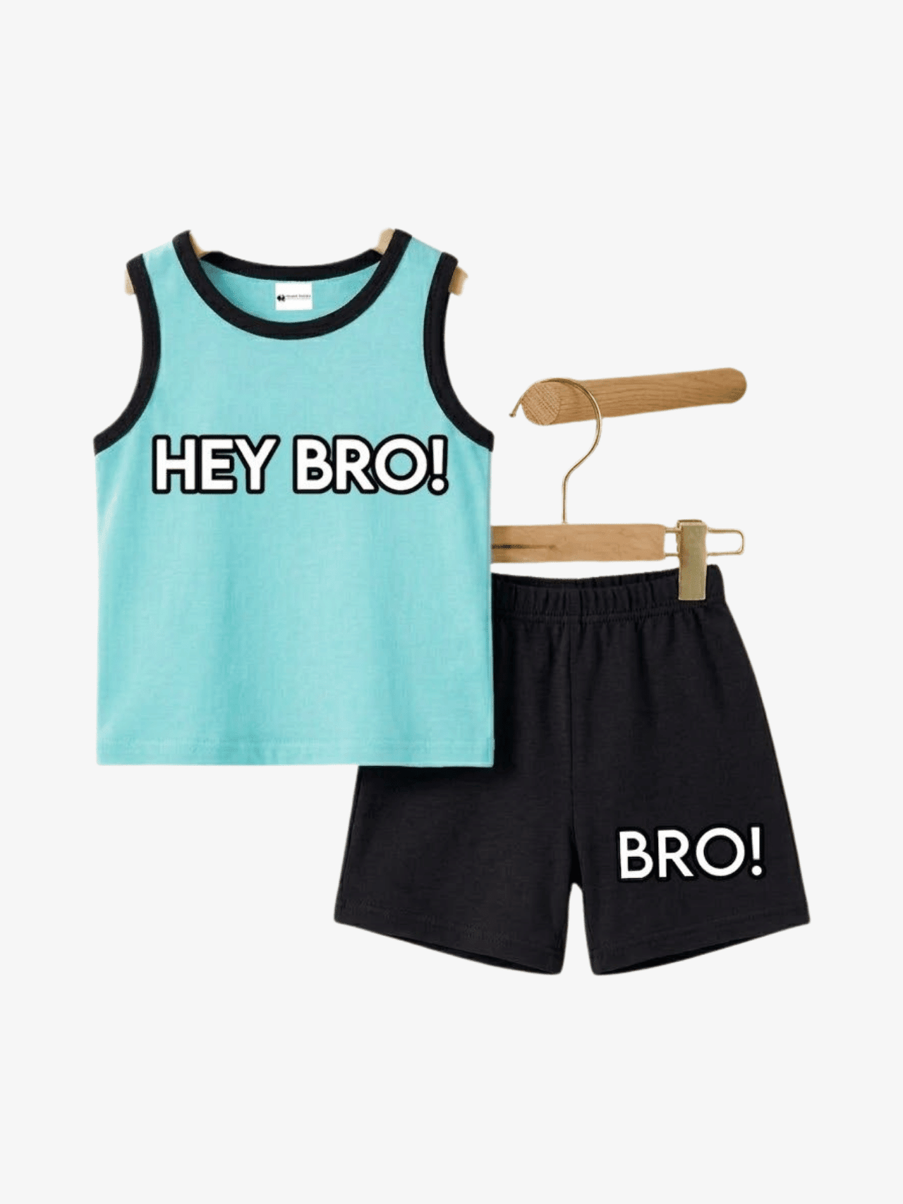 Toddler Boys' "Hey Bro!" Turquoise Tank Top & Shorts Set - ChildrenGoods