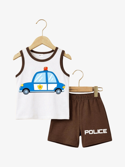 Toddler Boys' Police Car Tank Top & Shorts Set - ChildrenGoods